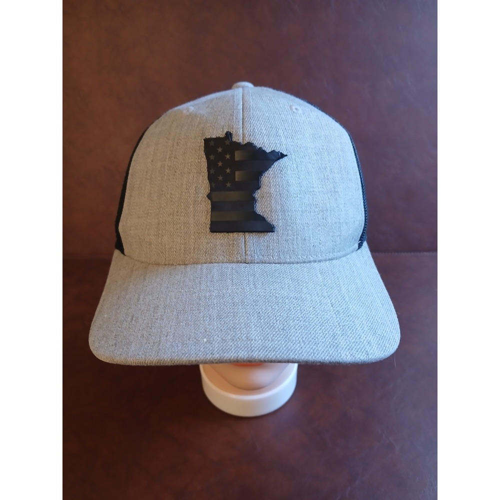 Branded Bills Men's Gray/Black Trucker‎ Mesh Hat Snapback USA Flag Logo #1603